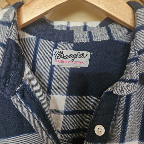 Blue and White Plaid Button-Up Shirt - Picture 2 of 7
